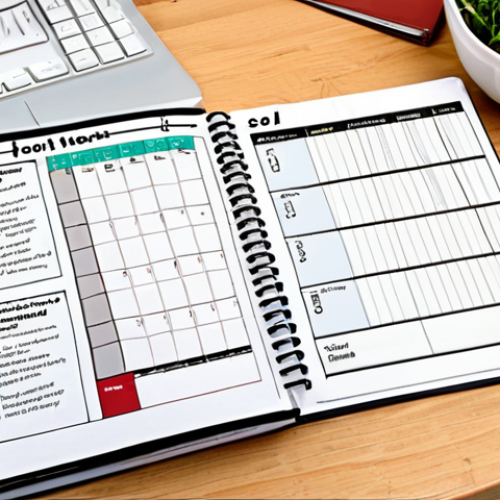 Home 7 **Image of a Study Planner**: Create an image of a well-organized study planner open on a desk. Include lists of topics like "Soil Health," "Crop Rotation," and "Sustainable Farming Methods." Add a digital calendar in the background showing time blocks assigned for each subject.